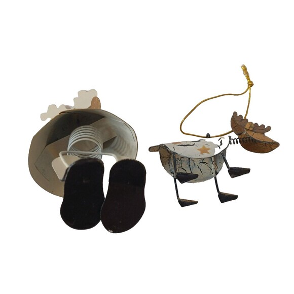 Metal & Wood Dangling Christmas Ornaments 4-PCS Bundle Holiday Tree Decorations - Picture 6 of 10